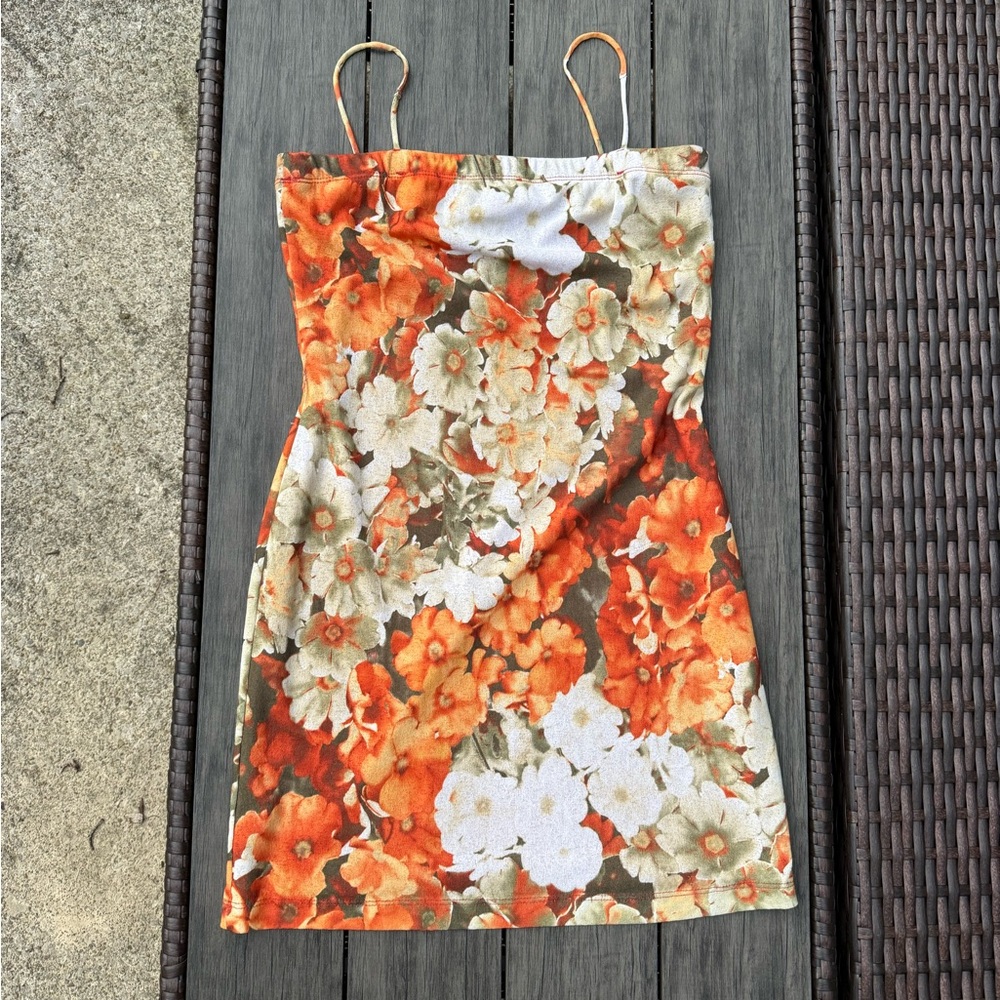 Eye Candy Orange and White Floral Dress